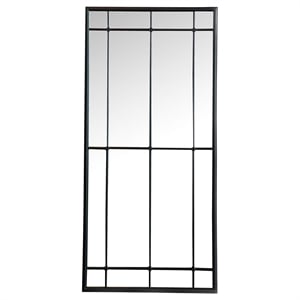 Maklaine Contemporary Rectangular Glass Window Pane Wall Mirror in Black