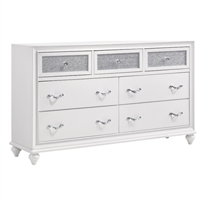 Maklaine Modern / Contemporary 7-drawer Wood Dresser in White Finish