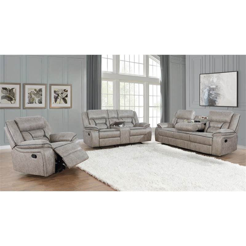 Maklaine Faux Leather Upholstered Tufted Back Glider Recliner Taupe