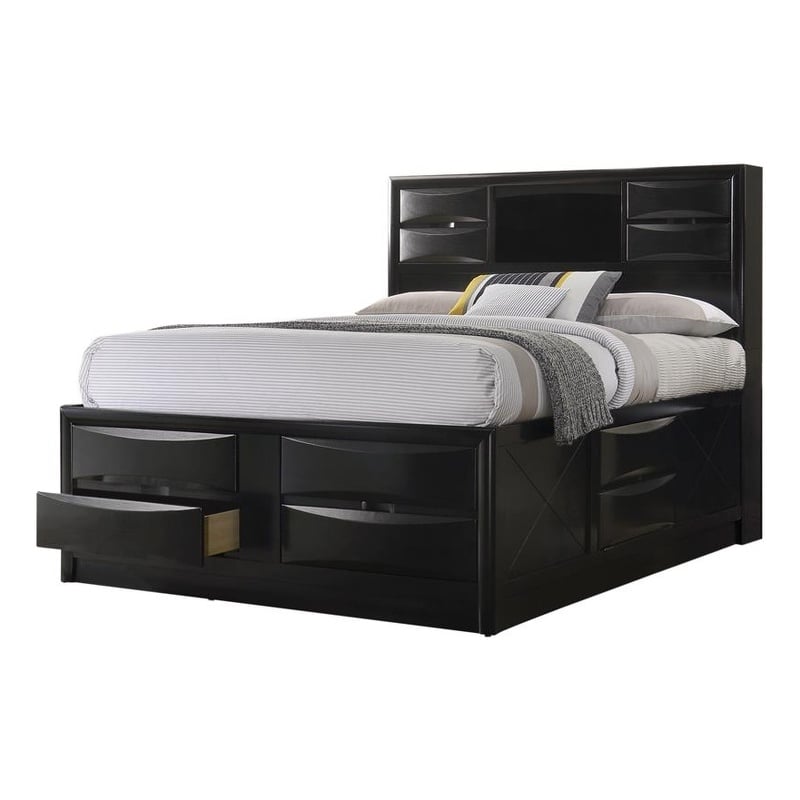 Maklaine Modern Wood California King Platform Storage Bed in Black