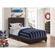 Maklaine Transitional Faux Leather Upholstered Twin Bed Brown