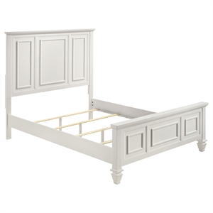Maklaine Wood Beach Queen Panel Bed with High Headboard White