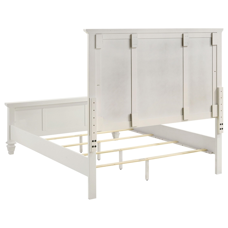 Maklaine Wood Beach Queen Panel Bed with High Headboard White