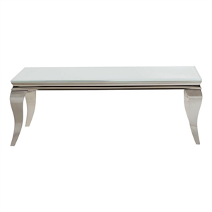 maklaine modern metal rectangle coffee table white and chrome