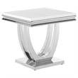 Maklaine Contemporary Metal U-base Square End Table White and Chrome