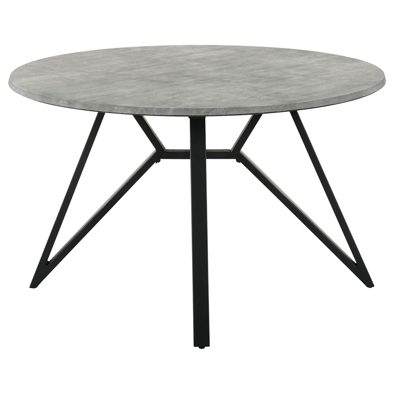 Maklaine Round Modern Wood Top Dining Table Concrete and Black