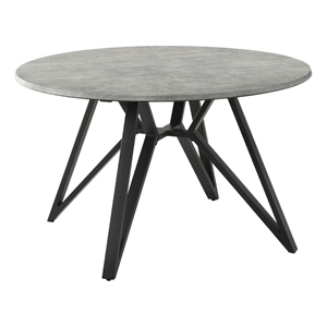 Maklaine Round Modern Wood Top Dining Table Concrete and Black