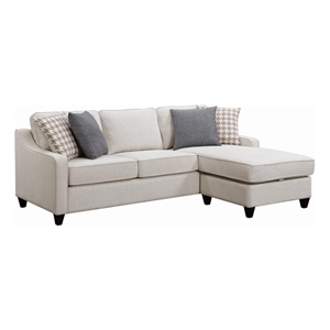 Maklaine Transitional Fabric Upholstered Sectional in Cream Finish