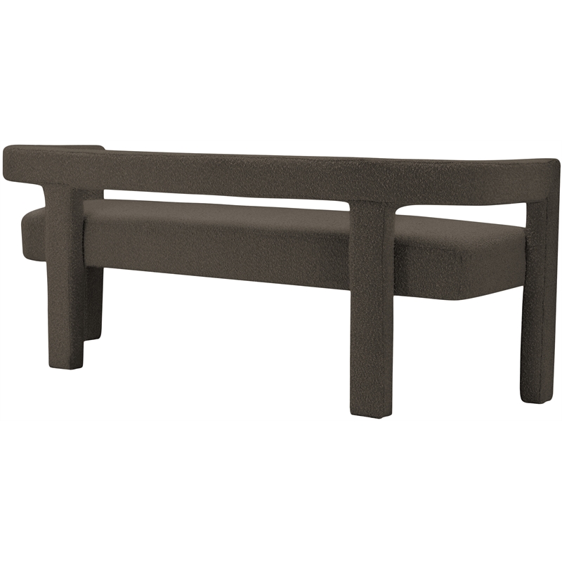 Maklaine Modern / Contemporary Rich Brown Boucle Fabric Bench