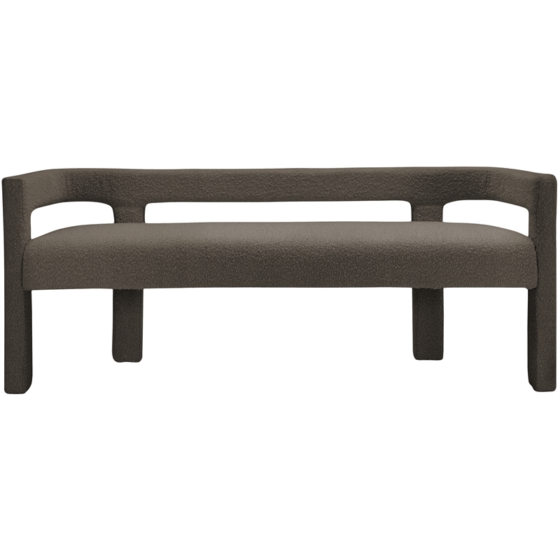 Maklaine Modern / Contemporary Rich Brown Boucle Fabric Bench