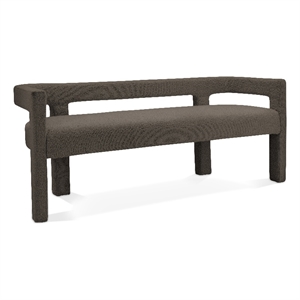 maklaine modern / contemporary rich brown boucle fabric bench