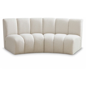 Maklaine Contemporary Cream Boucle Fabric 2pc. Modular Sectional
