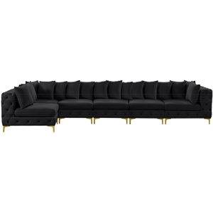 Maklaine Modern / Contemporary Black Velvet Modular Sectional