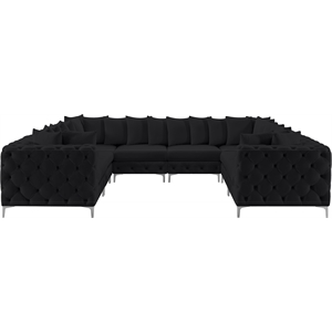 Maklaine Modern / Contemporary Black Velvet Modular Sectional