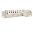 Maklaine Modern / Contemporary Cream Velvet Modular Sectional