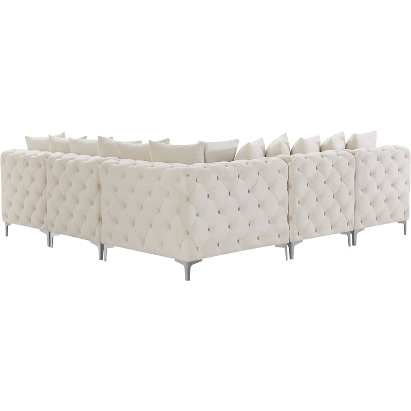 Maklaine Modern / Contemporary Cream Velvet Modular Sectional