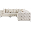 Maklaine Modern / Contemporary Cream Velvet Modular Sectional