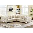 Maklaine Modern / Contemporary Cream Velvet Modular Sectional