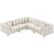 Maklaine Modern / Contemporary Cream Velvet Modular Sectional