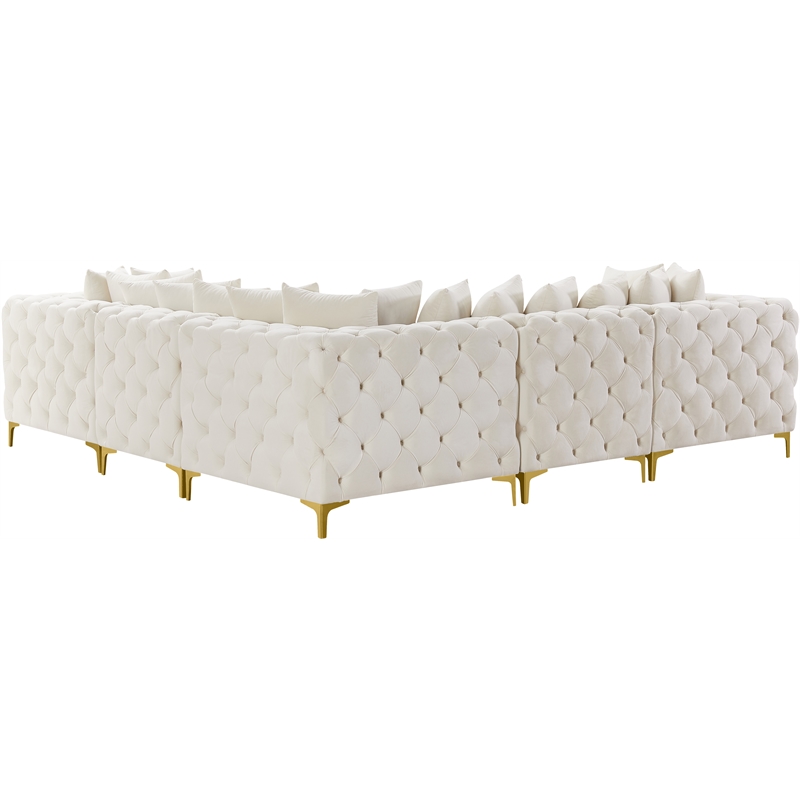 Maklaine Modern / Contemporary Cream Velvet Modular Sectional