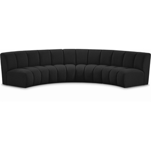 Maklaine Contemporary Black Boucle Fabric 4pc. Modular Sectional