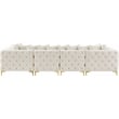 Maklaine Modern / Contemporary Cream Velvet Modular Sectional