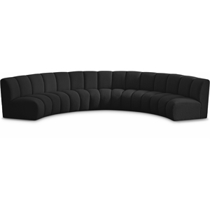 Maklaine Contemporary Black Boucle Fabric 5pc. Modular Sectional