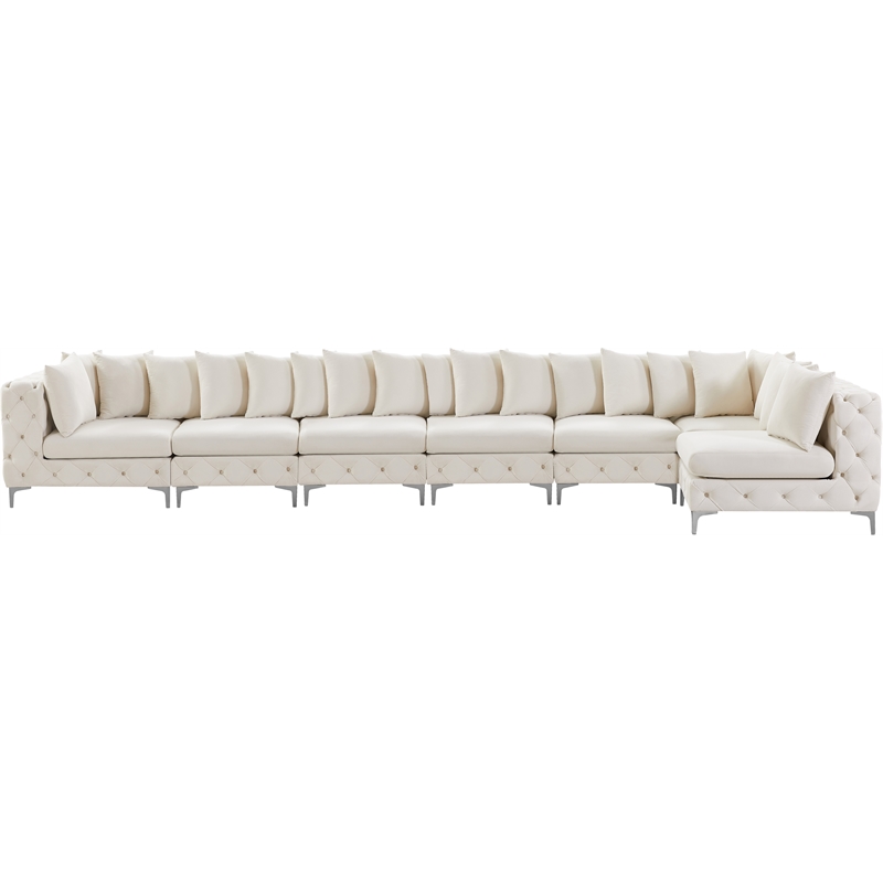 Maklaine Modern / Contemporary Cream Velvet Modular Sectional