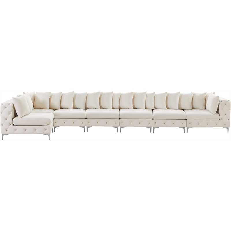 Maklaine Modern / Contemporary Cream Velvet Modular Sectional