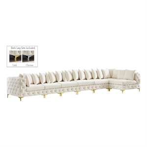 Maklaine Modern / Contemporary Cream Velvet Modular Sectional