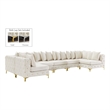 Maklaine Tremblay Velvet Modular Sectional/Pillow in Cream/Gold-Chrome