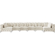 Maklaine Modern / Contemporary Cream Velvet Modular Sectional