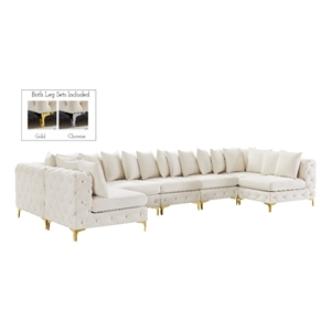 Maklaine Modern / Contemporary Cream Velvet Modular Sectional