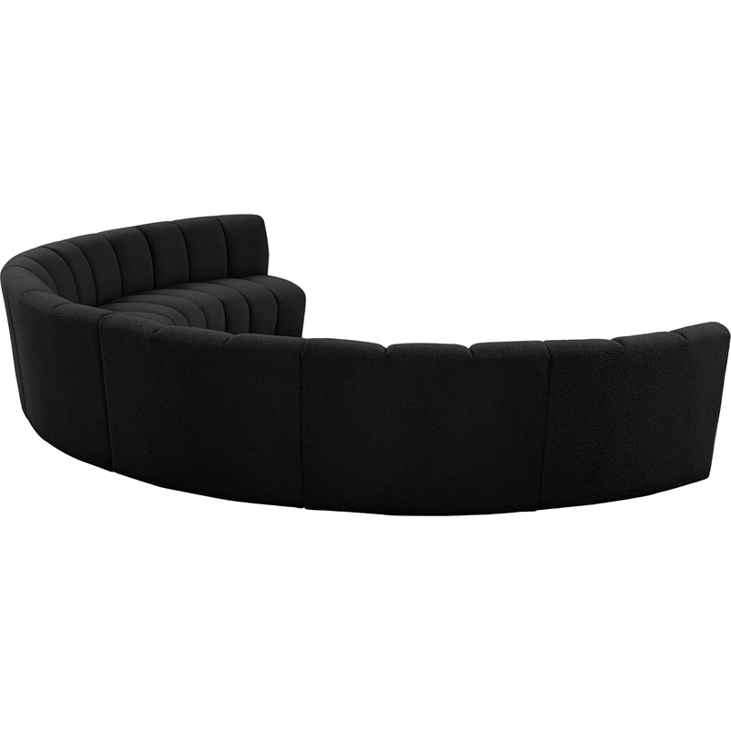 Maklaine Contemporary Black Boucle Fabric 7pc. Modular Sectional