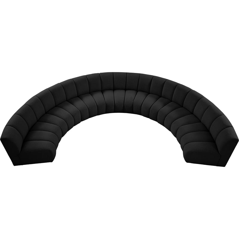 Maklaine Contemporary Black Boucle Fabric 7pc. Modular Sectional
