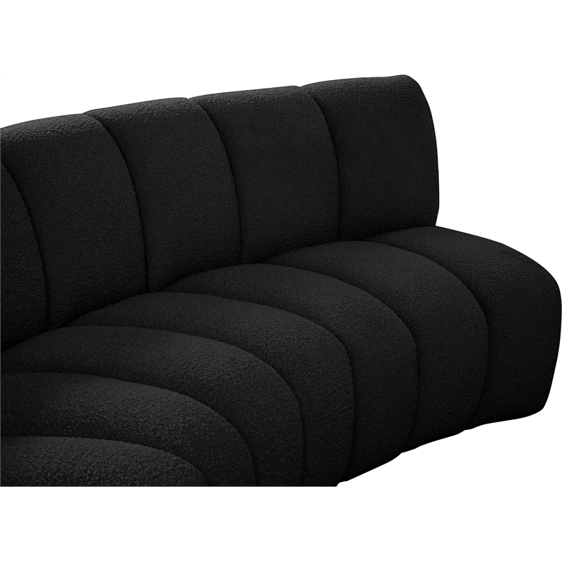 Maklaine Contemporary Black Boucle Fabric 7pc. Modular Sectional