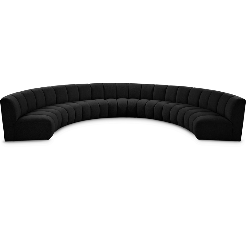 Maklaine Contemporary Black Boucle Fabric 7pc. Modular Sectional