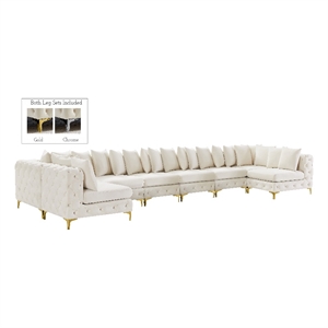 Maklaine Modern / Contemporary Cream Velvet Modular Sectional
