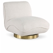 Maklaine Contemporary Cream Boucle Fabric Swivel Accent Chair
