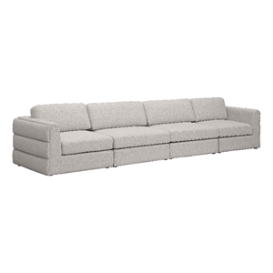 Maklaine Contemporary Beige Durable Linen Textured Fabric Modular Sofa
