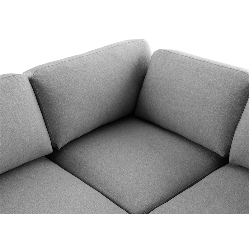 Maklaine Contemporary Grey Durable Linen Textured Fabric Modular Sectional