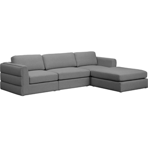 Maklaine Contemporary Grey Durable Linen Textured Fabric Modular Sectional