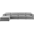 Maklaine Contemporary Grey Durable Linen Textured Fabric Modular Sectional