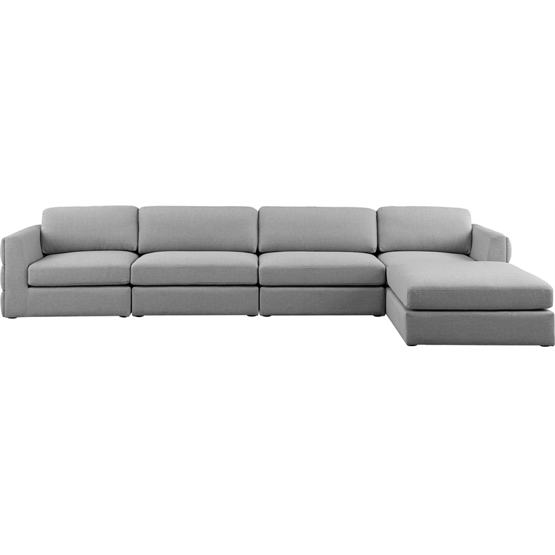 Maklaine Contemporary Grey Durable Linen Textured Fabric Modular Sectional