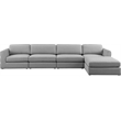 Maklaine Contemporary Grey Durable Linen Textured Fabric Modular Sectional