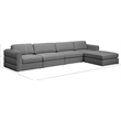 Maklaine Contemporary Grey Durable Linen Textured Fabric Modular Sectional