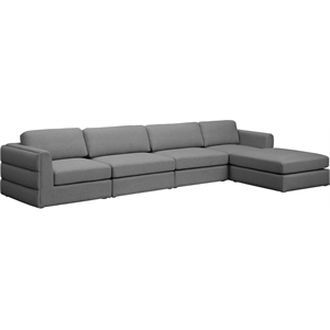 Maklaine Contemporary Grey Durable Linen Textured Fabric Modular Sectional