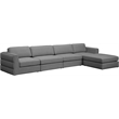 Maklaine Contemporary Grey Durable Linen Textured Fabric Modular Sectional