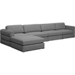 Maklaine Contemporary Grey Durable Linen Textured Fabric Modular Sectional