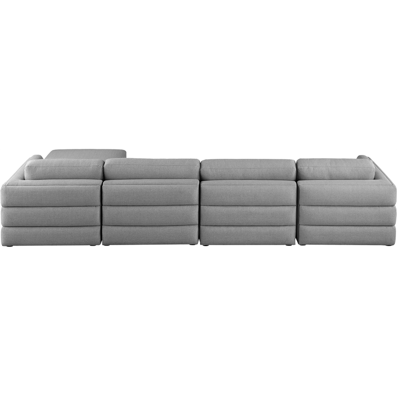 Maklaine Contemporary Grey Durable Linen Textured Fabric Modular Sectional
